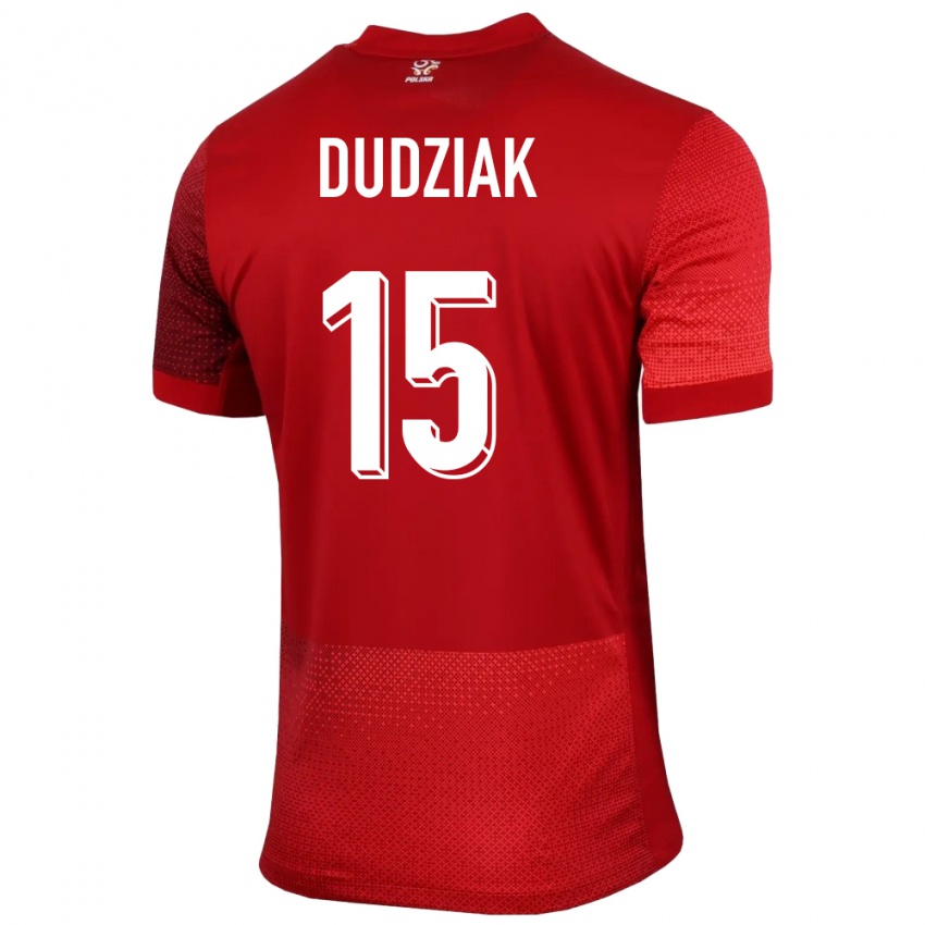 Gyermek Lengyelország Aleksandra Dudziak #15 Piros Idegenbeli Jersey 24-26 Mez Póló Ing