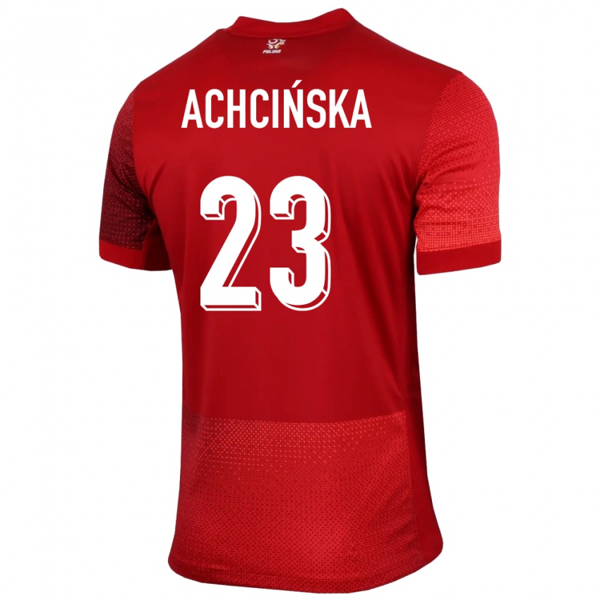 Gyermek Lengyelország Adriana Achcinska #23 Piros Idegenbeli Jersey 24-26 Mez Póló Ing