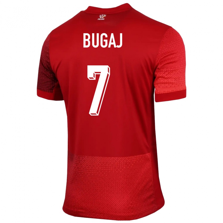 Gyermek Lengyelország Dawid Bugaj #7 Piros Idegenbeli Jersey 24-26 Mez Póló Ing