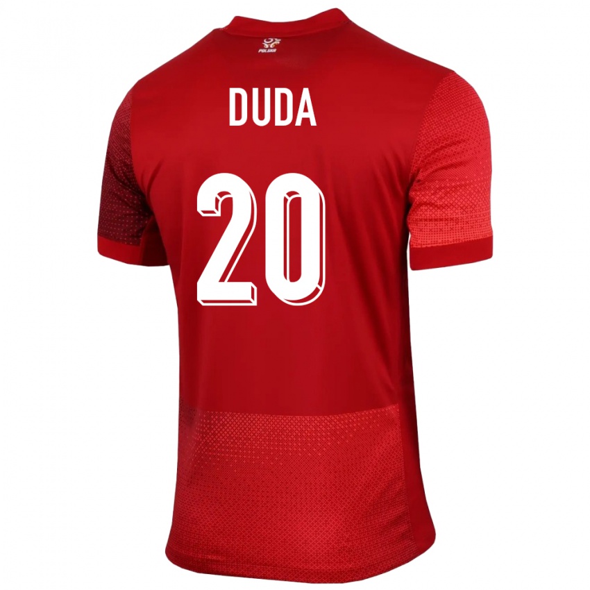 Gyermek Lengyelország Kacper Duda #20 Piros Idegenbeli Jersey 24-26 Mez Póló Ing