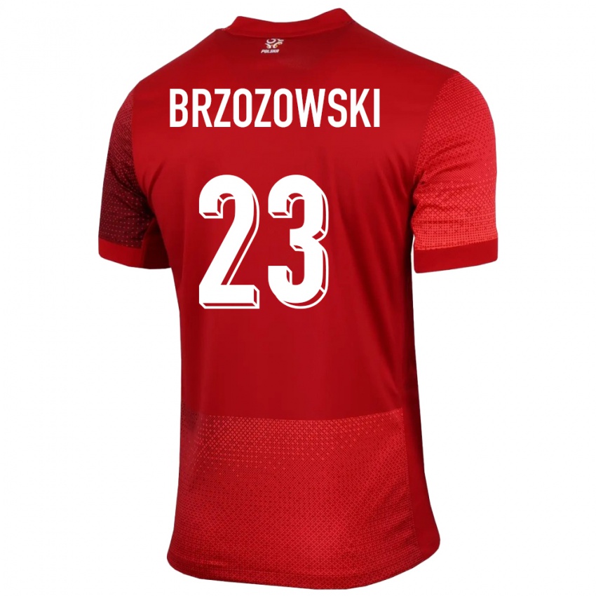 Gyermek Lengyelország Milosz Brzozowski #23 Piros Idegenbeli Jersey 24-26 Mez Póló Ing