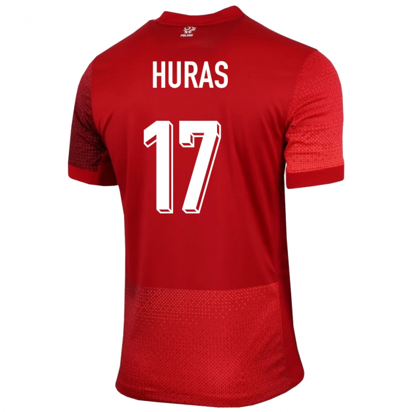 Gyermek Lengyelország Mike Huras #17 Piros Idegenbeli Jersey 24-26 Mez Póló Ing