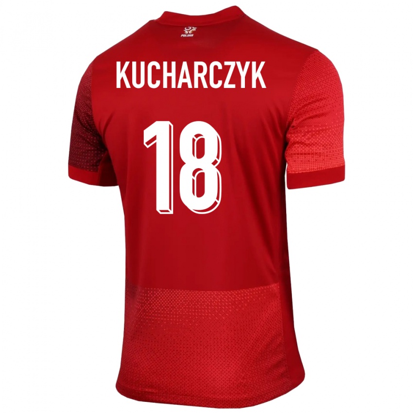 Gyermek Lengyelország Filip Kucharczyk #18 Piros Idegenbeli Jersey 24-26 Mez Póló Ing