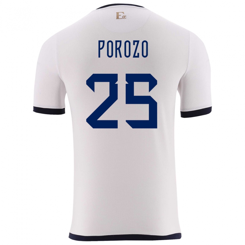 Gyermek Ecuador Jackson Porozo #25 Fehér Idegenbeli Jersey 24-26 Mez Póló Ing