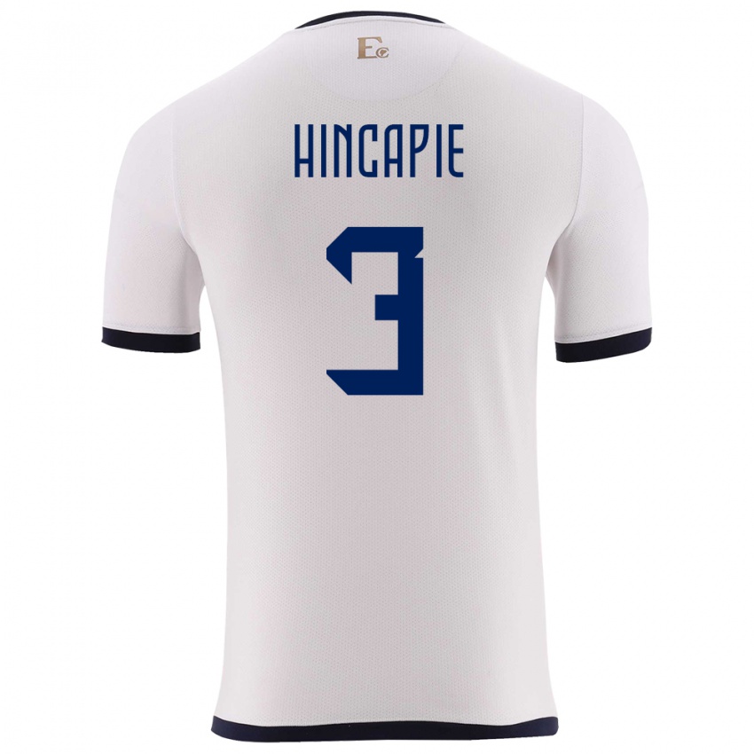 Gyermek Ecuador Piero Hincapie #3 Fehér Idegenbeli Jersey 24-26 Mez Póló Ing