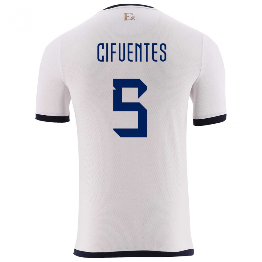 Gyermek Ecuador Jose Cifuentes #5 Fehér Idegenbeli Jersey 24-26 Mez Póló Ing