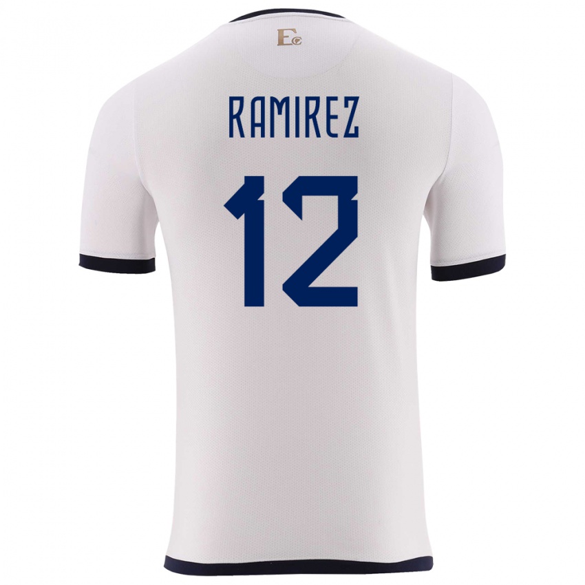 Gyermek Ecuador Moises Ramirez #12 Fehér Idegenbeli Jersey 24-26 Mez Póló Ing