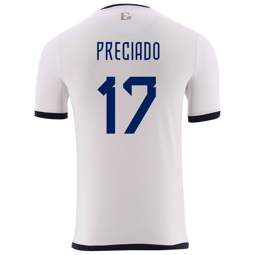 Gyermek Ecuador Angelo Preciado #17 Fehér Idegenbeli Jersey 24-26 Mez Póló Ing