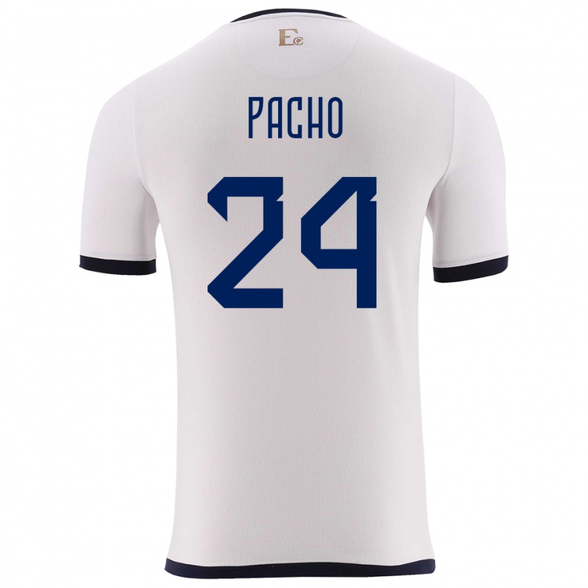 Gyermek Ecuador William Pacho #24 Fehér Idegenbeli Jersey 24-26 Mez Póló Ing