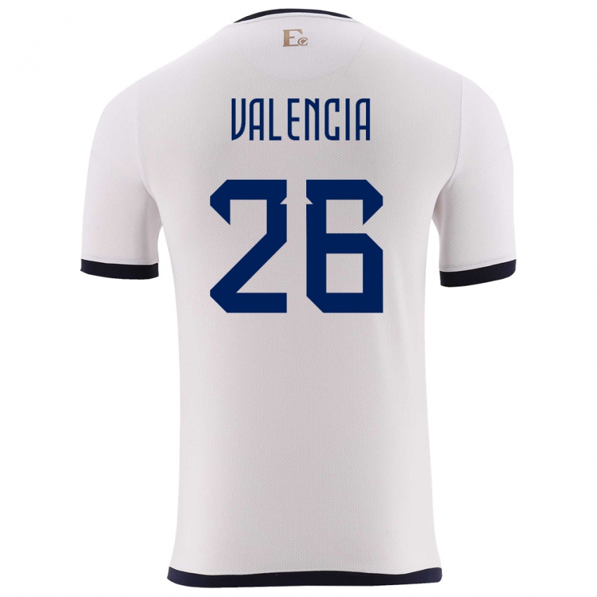 Gyermek Ecuador Anthony Valencia #26 Fehér Idegenbeli Jersey 24-26 Mez Póló Ing