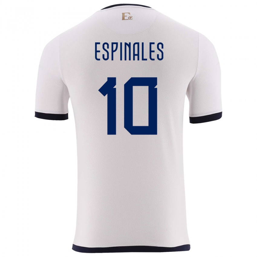 Gyermek Ecuador Joselyn Espinales #10 Fehér Idegenbeli Jersey 24-26 Mez Póló Ing