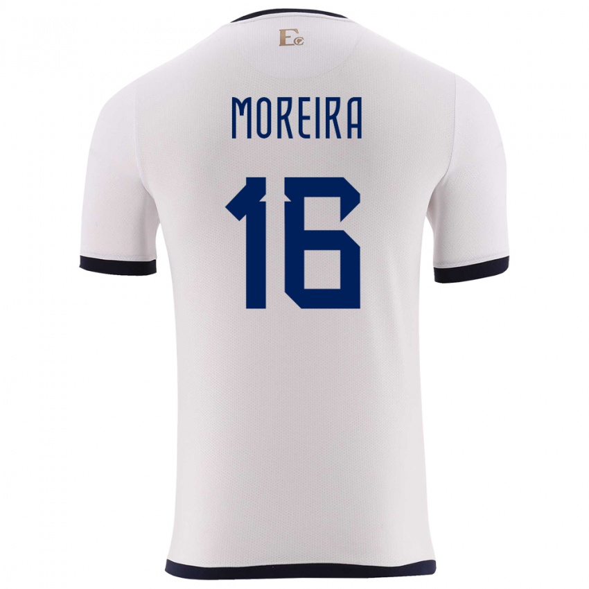 Gyermek Ecuador Ligia Moreira #16 Fehér Idegenbeli Jersey 24-26 Mez Póló Ing