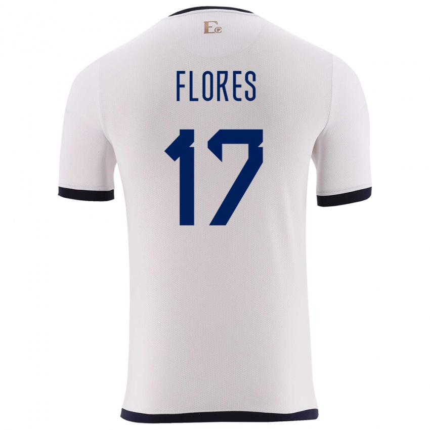 Gyermek Ecuador Karen Flores #17 Fehér Idegenbeli Jersey 24-26 Mez Póló Ing