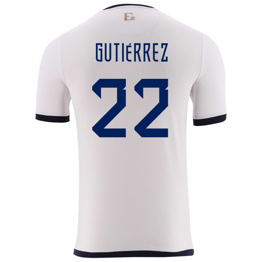 Gyermek Ecuador Melanie Gutierrez #22 Fehér Idegenbeli Jersey 24-26 Mez Póló Ing