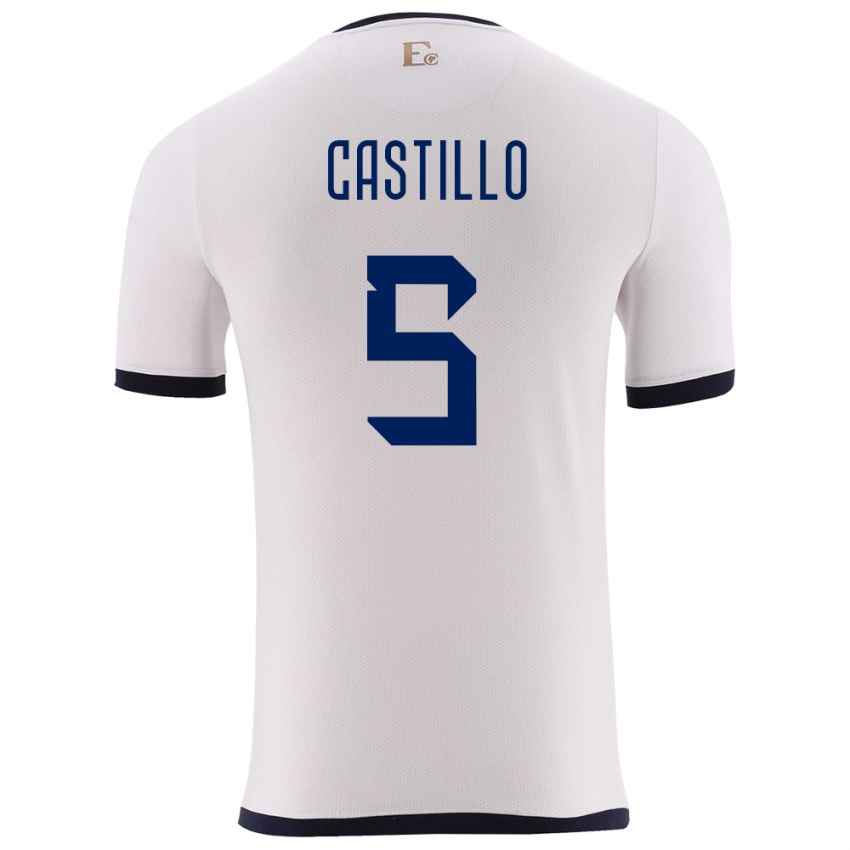 Gyermek Ecuador Denil Castillo #5 Fehér Idegenbeli Jersey 24-26 Mez Póló Ing