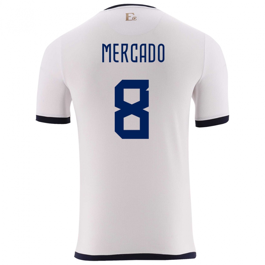 Gyermek Ecuador Patrik Mercado #8 Fehér Idegenbeli Jersey 24-26 Mez Póló Ing