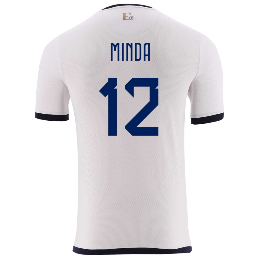 Gyermek Ecuador Ethan Minda #12 Fehér Idegenbeli Jersey 24-26 Mez Póló Ing