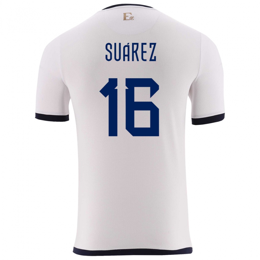 Gyermek Ecuador Ariel Suarez #16 Fehér Idegenbeli Jersey 24-26 Mez Póló Ing