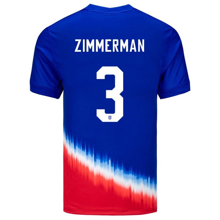 Gyermek Egyesült Államok Walker Zimmerman #3 Kék Idegenbeli Jersey 24-26 Mez Póló Ing