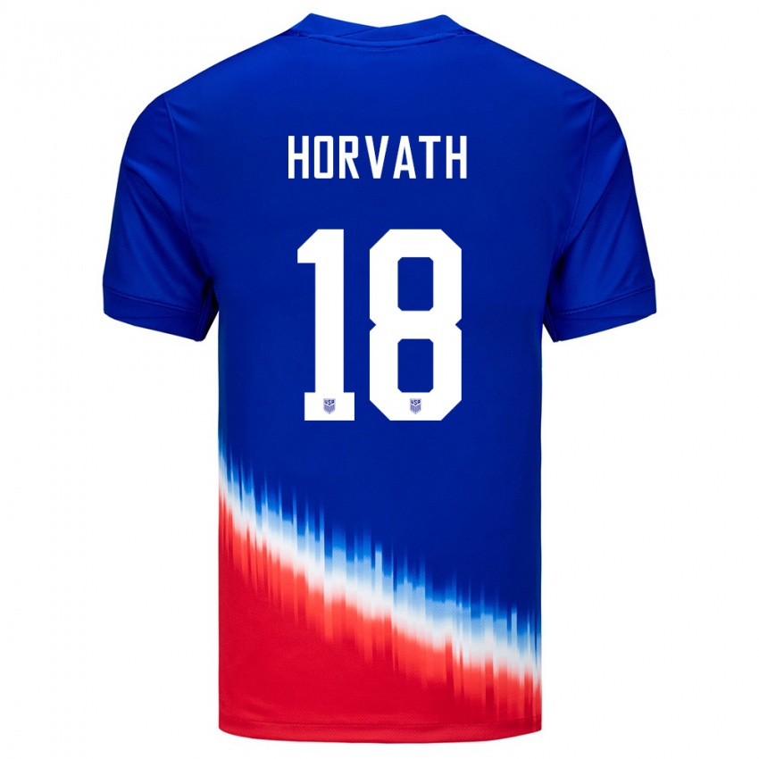 Gyermek Egyesült Államok Ethan Horvath #18 Kék Idegenbeli Jersey 24-26 Mez Póló Ing