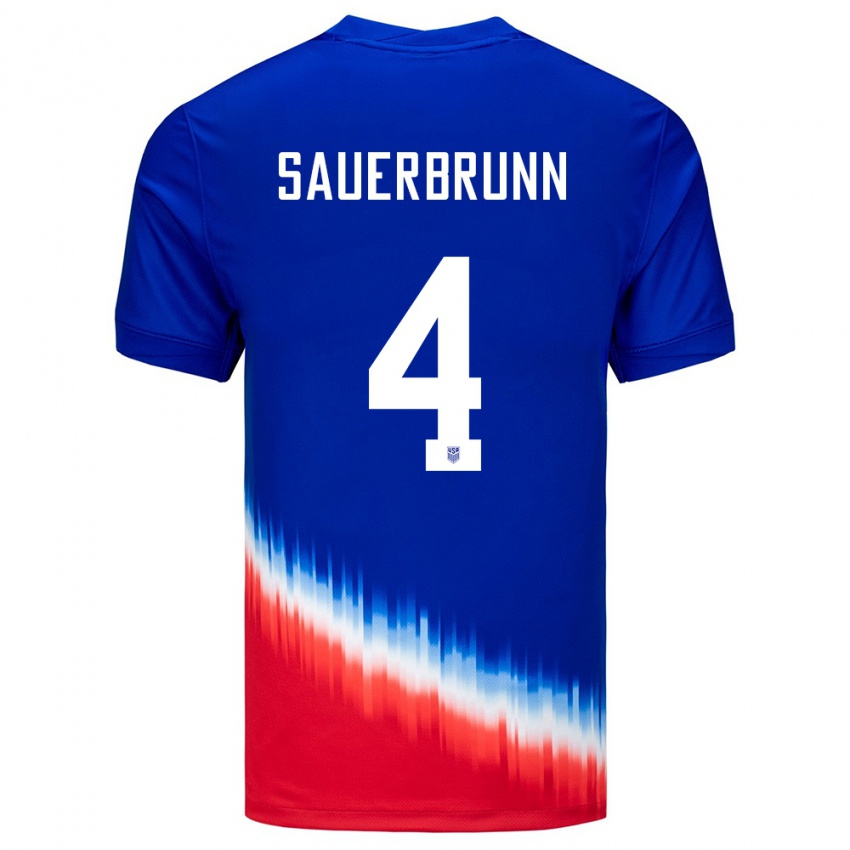 Gyermek Egyesült Államok Becky Sauerbrunn #4 Kék Idegenbeli Jersey 24-26 Mez Póló Ing