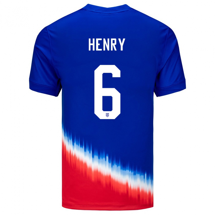 Gyermek Egyesült Államok Kobi Henry #6 Kék Idegenbeli Jersey 24-26 Mez Póló Ing