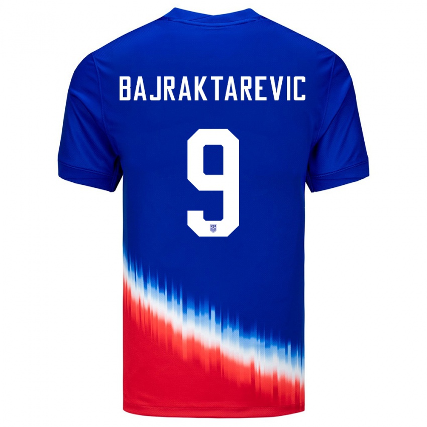 Gyermek Egyesült Államok Esmir Bajraktarevic #9 Kék Idegenbeli Jersey 24-26 Mez Póló Ing