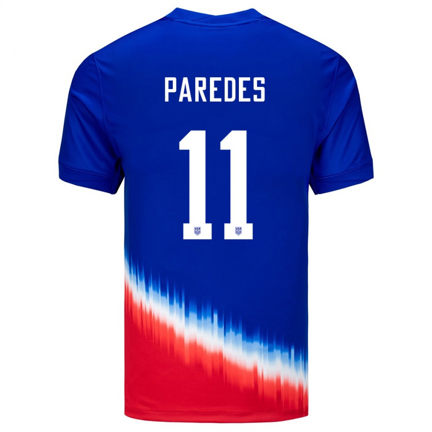 Gyermek Egyesült Államok Kevin Paredes #11 Kék Idegenbeli Jersey 24-26 Mez Póló Ing