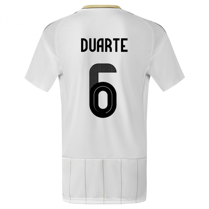 Gyermek Costa Rica Oscar Duarte #6 Fehér Idegenbeli Jersey 24-26 Mez Póló Ing