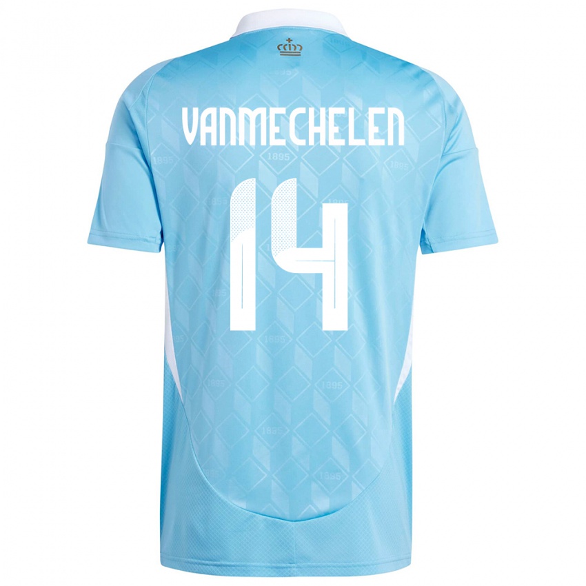 Gyermek Belgium Davinia Vanmechelen #14 Kék Idegenbeli Jersey 24-26 Mez Póló Ing