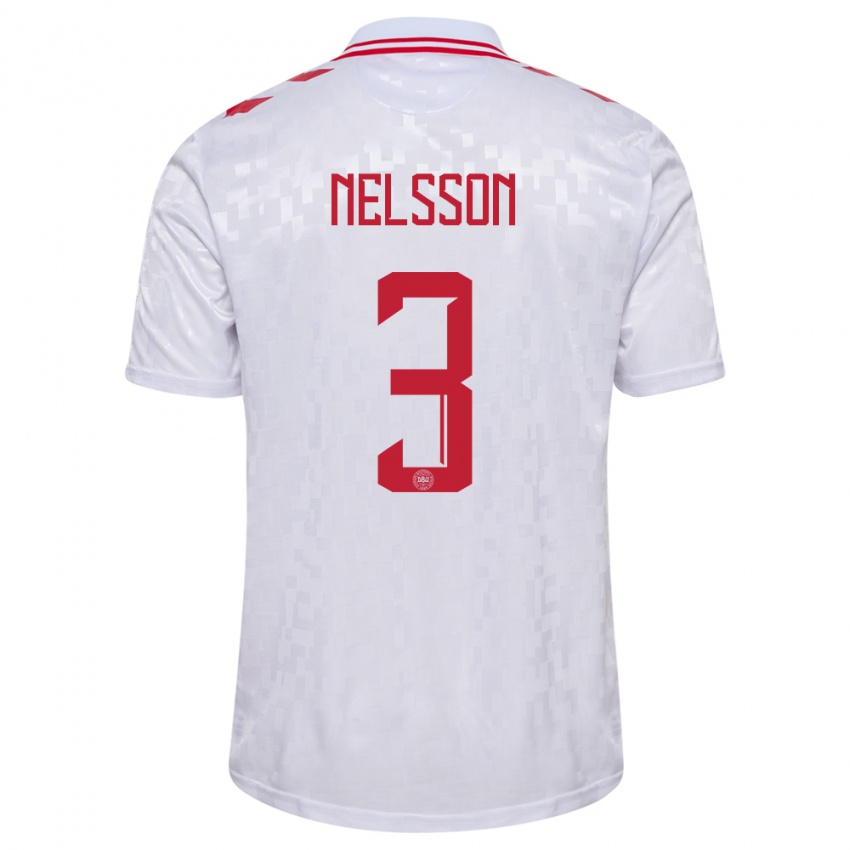 Gyermek Dánia Victor Nelsson #3 Fehér Idegenbeli Jersey 24-26 Mez Póló Ing