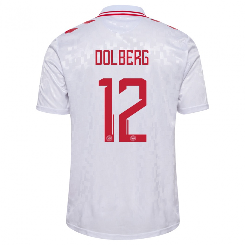 Gyermek Dánia Kasper Dolberg #12 Fehér Idegenbeli Jersey 24-26 Mez Póló Ing