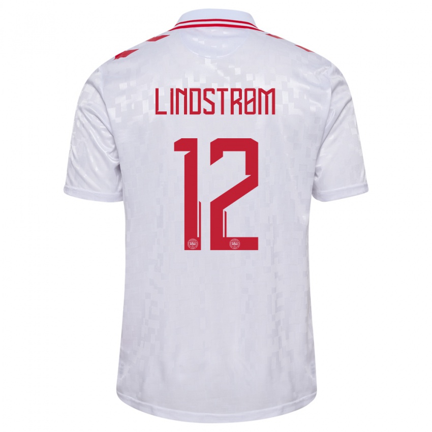 Gyermek Dánia Jesper Lindstrom #12 Fehér Idegenbeli Jersey 24-26 Mez Póló Ing