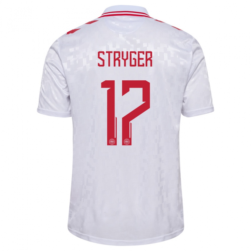 Gyermek Dánia Jens Stryger Larsen #17 Fehér Idegenbeli Jersey 24-26 Mez Póló Ing