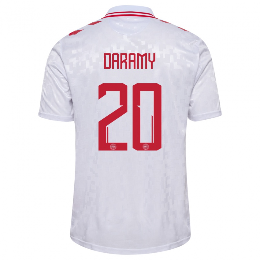 Gyermek Dánia Mohamed Daramy #20 Fehér Idegenbeli Jersey 24-26 Mez Póló Ing