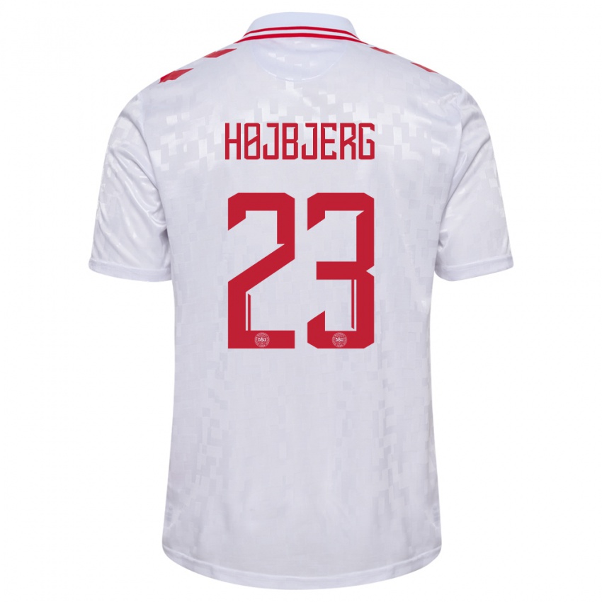 Gyermek Dánia Pierre Emile Hojbjerg #23 Fehér Idegenbeli Jersey 24-26 Mez Póló Ing