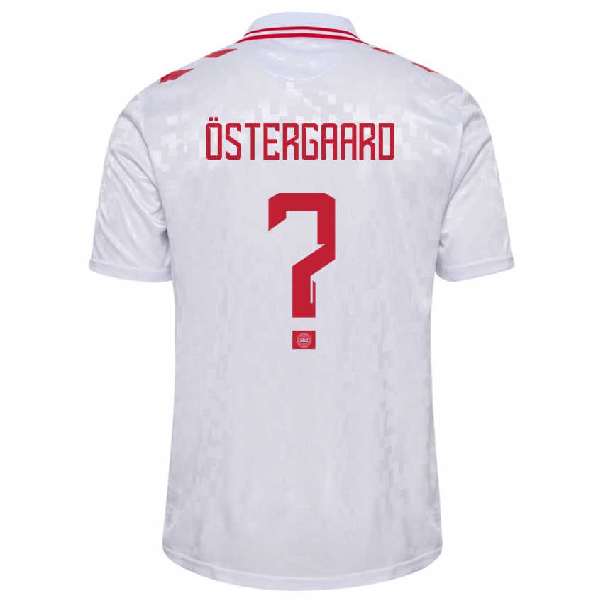 Gyermek Dánia Christian Östergaard #0 Fehér Idegenbeli Jersey 24-26 Mez Póló Ing