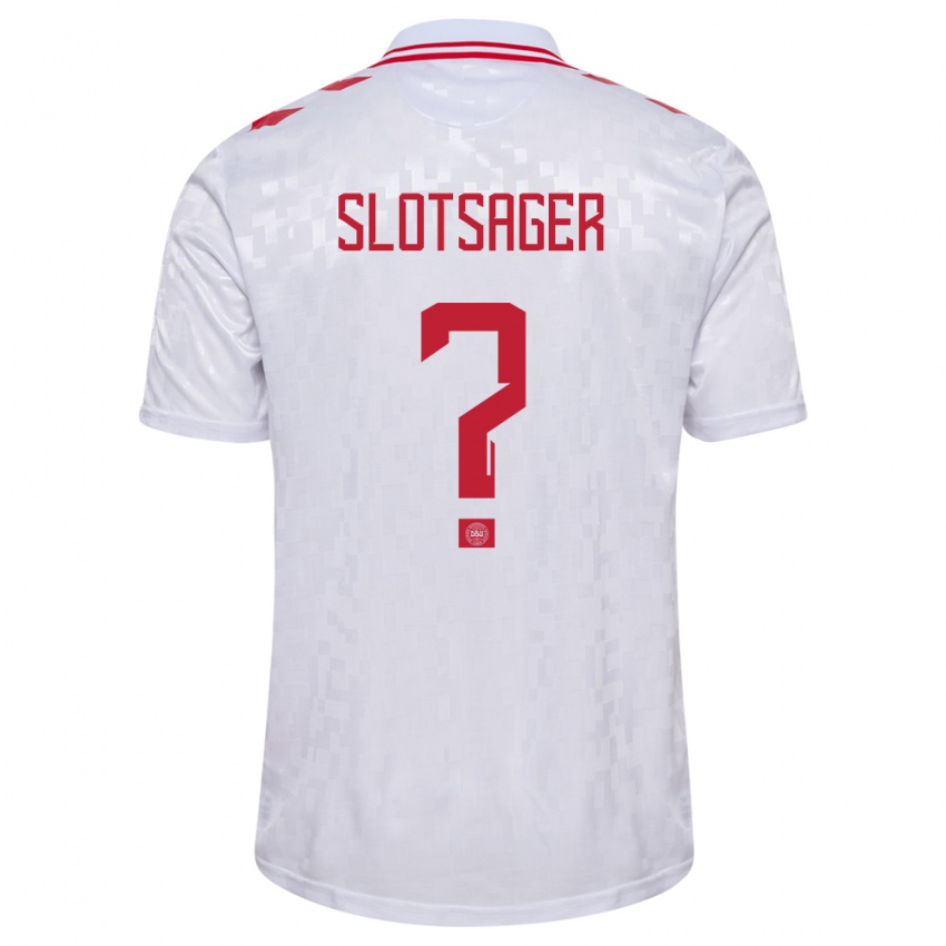 Gyermek Dánia Tobias Slotsager #0 Fehér Idegenbeli Jersey 24-26 Mez Póló Ing