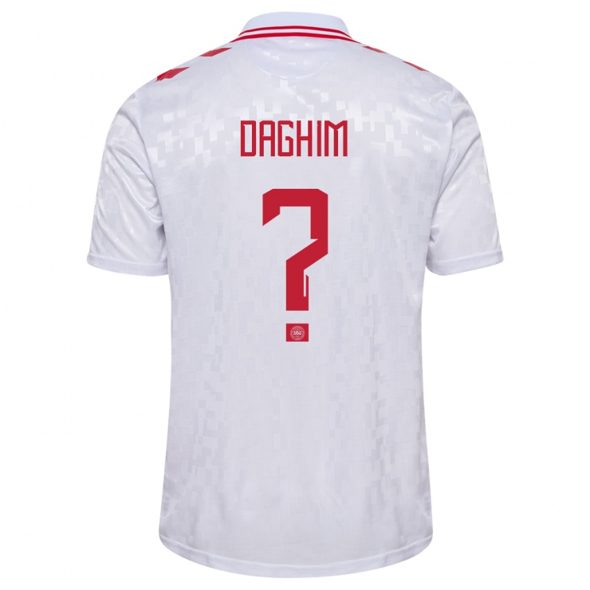 Gyermek Dánia Adam Daghim #0 Fehér Idegenbeli Jersey 24-26 Mez Póló Ing