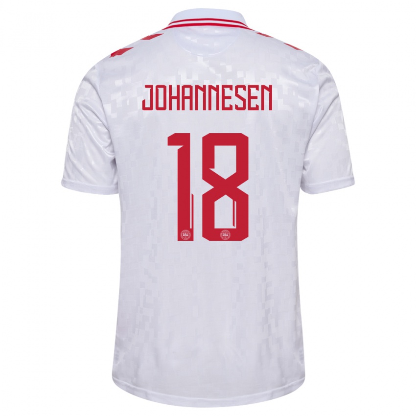 Gyermek Dánia Sofus Johannesen #18 Fehér Idegenbeli Jersey 24-26 Mez Póló Ing