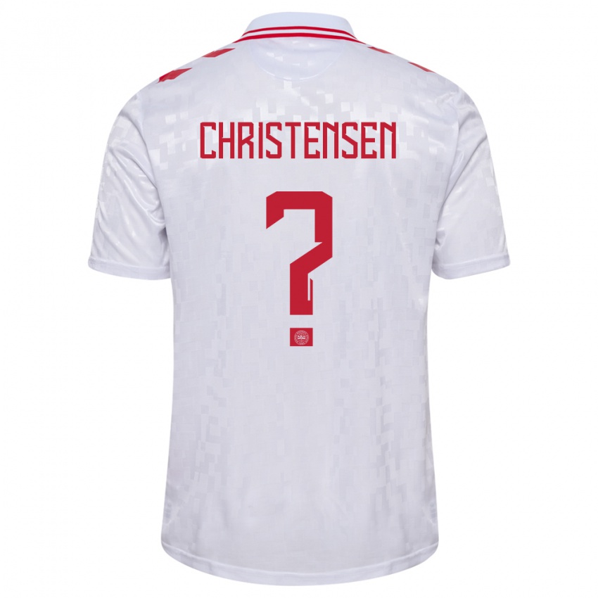 Gyermek Dánia Sebastian Christensen #0 Fehér Idegenbeli Jersey 24-26 Mez Póló Ing