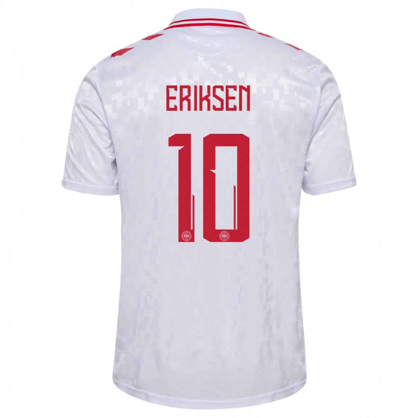 Gyermek Dánia Christian Eriksen #10 Fehér Idegenbeli Jersey 24-26 Mez Póló Ing