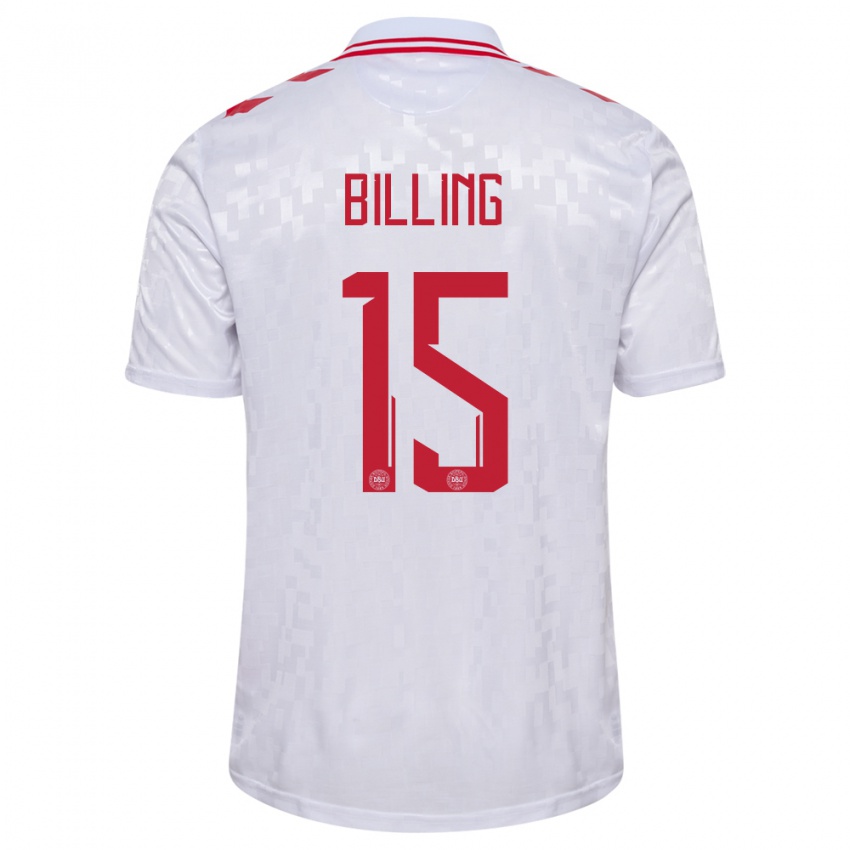 Gyermek Dánia Philip Billing #15 Fehér Idegenbeli Jersey 24-26 Mez Póló Ing