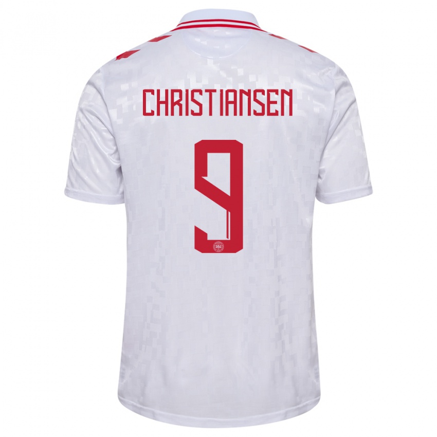 Gyermek Dánia Nanna Christiansen #9 Fehér Idegenbeli Jersey 24-26 Mez Póló Ing