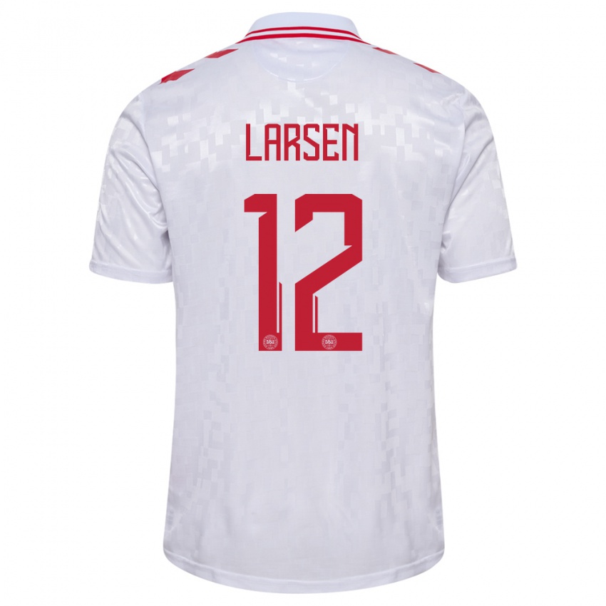 Gyermek Dánia Stine Larsen #12 Fehér Idegenbeli Jersey 24-26 Mez Póló Ing