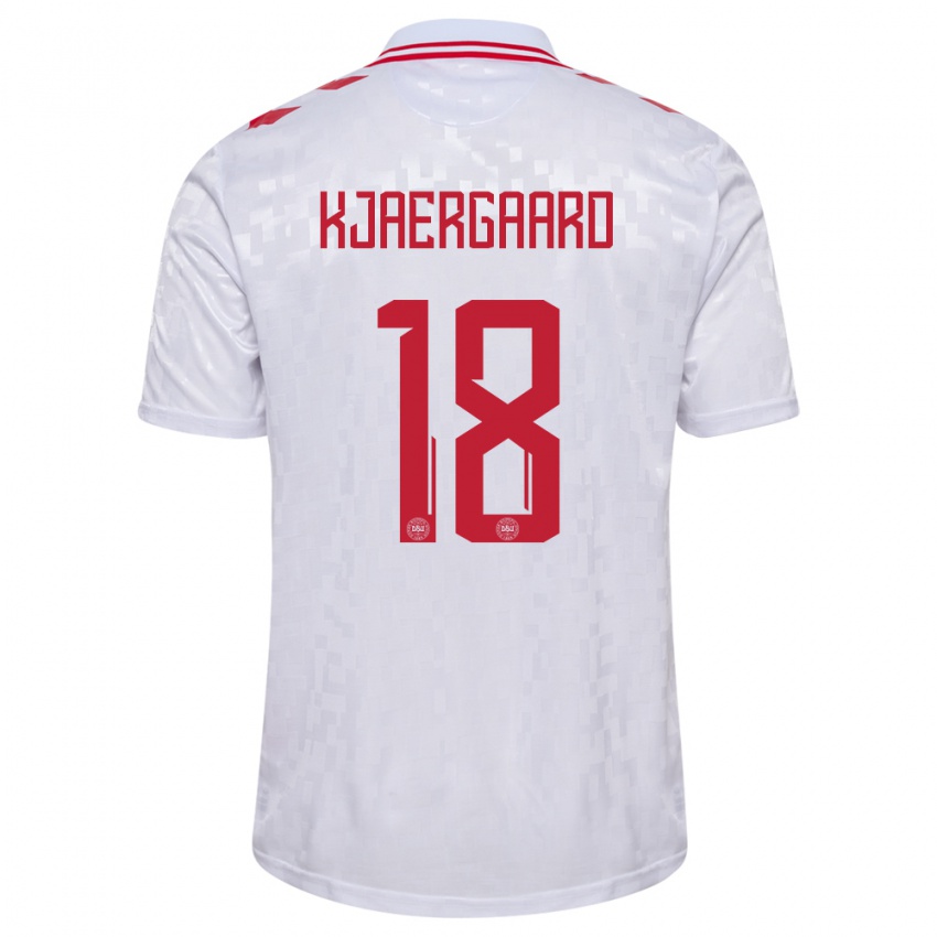 Gyermek Dánia Maurits Kjaergaard #18 Fehér Idegenbeli Jersey 24-26 Mez Póló Ing