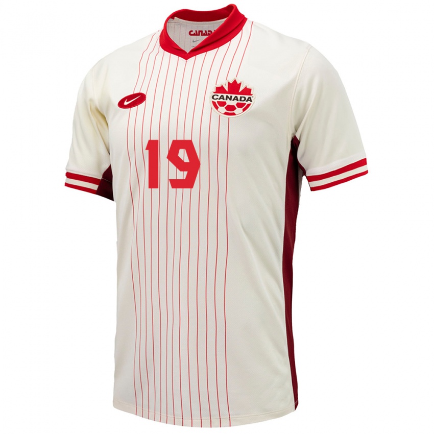 Gyermek Kanada Alphonso Davies #19 Fehér Idegenbeli Jersey 24-26 Mez Póló Ing