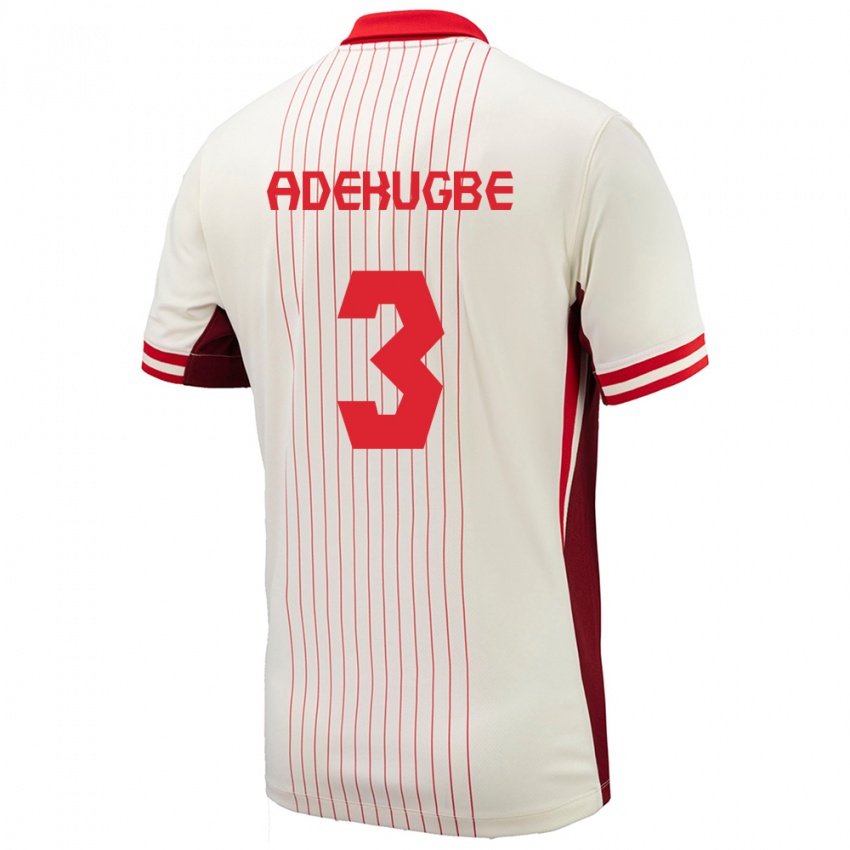 Gyermek Kanada Samuel Adekugbe #3 Fehér Idegenbeli Jersey 24-26 Mez Póló Ing