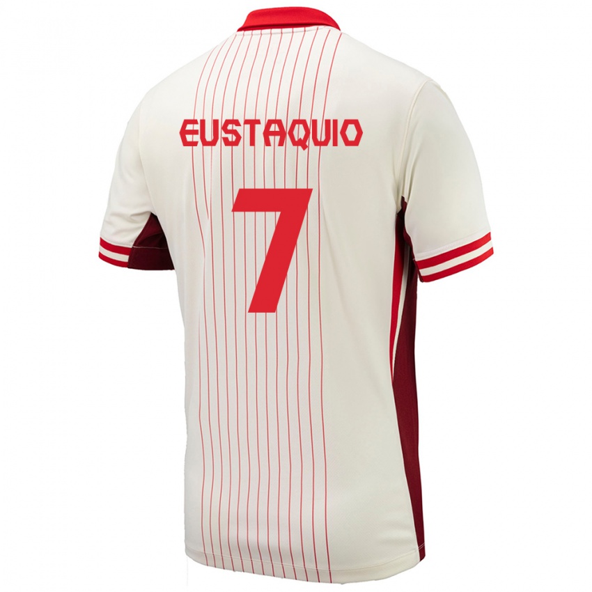 Gyermek Kanada Stephen Eustaquio #7 Fehér Idegenbeli Jersey 24-26 Mez Póló Ing