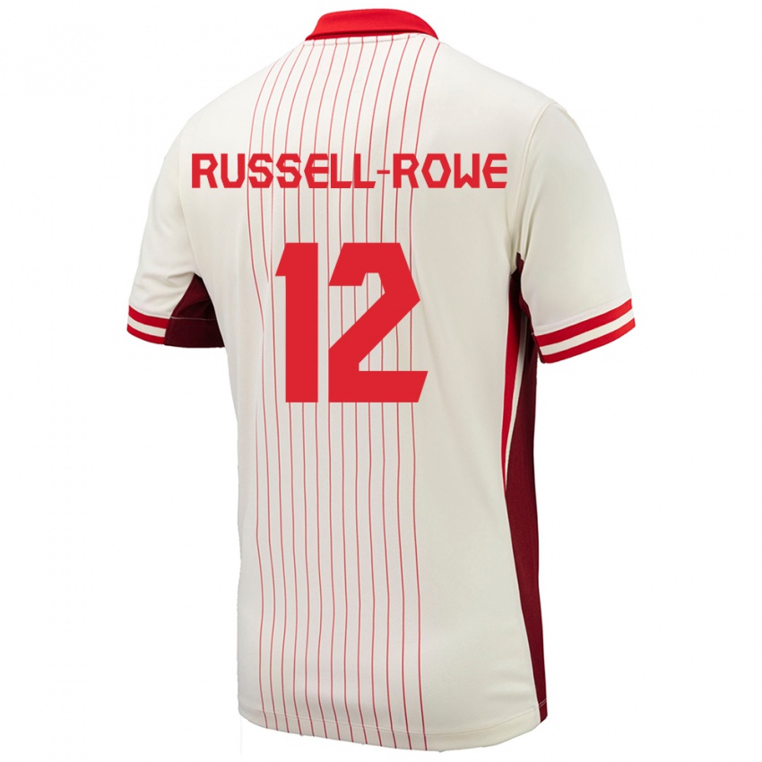 Gyermek Kanada Jacen Russell-Rowe #12 Fehér Idegenbeli Jersey 24-26 Mez Póló Ing